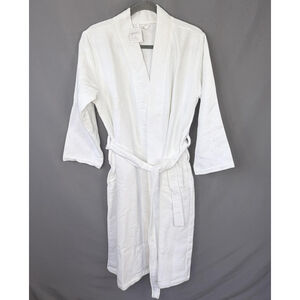 Pottery Barn Robe Unisex XL White Lightweight Resort Cotton Waffle Weave NEW